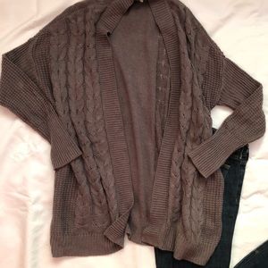 Taupe cable knit sweater